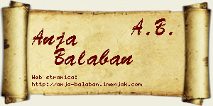 Anja Balaban vizit kartica